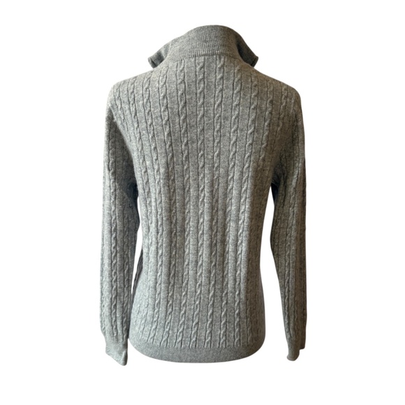 TRW SUN VALLEY J DEMETRE 100% MERINO WOOL 1/4 ZIP CABLE KNIT SWEATER WOMENS XS - Picture 5 of 12